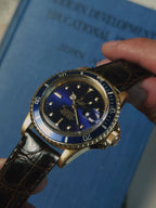ROLEX 18k YG “PUPLE CHANGE” Nipple Blue Submariner Date 1973s