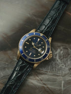 ROLEX 18k YG “Nipple Index” Blue Submariner Date 1984s