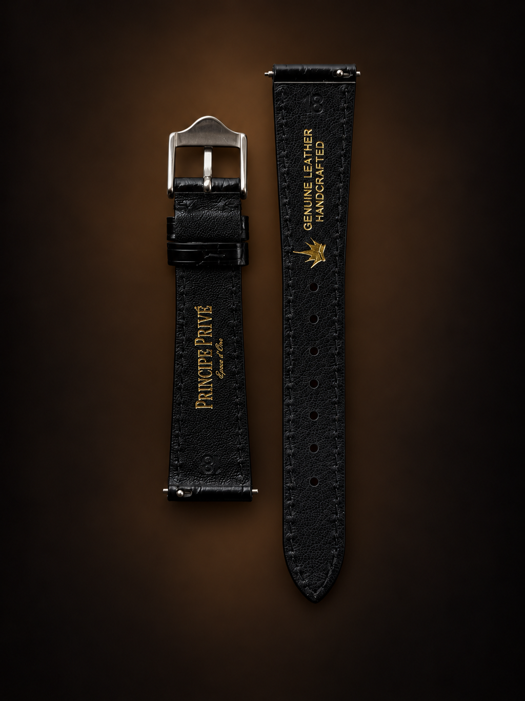 Crocodile Embossed Leather Watch Strap｜裏地 ゴールド箔押し