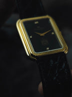 IWC Tank Onyx black Diamonds UAE 18k Solid gold Clous de Paris guilloche 1980s