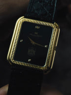 IWC Tank Onyx black Diamonds UAE 18k Solid gold Clous de Paris guilloche 1980s