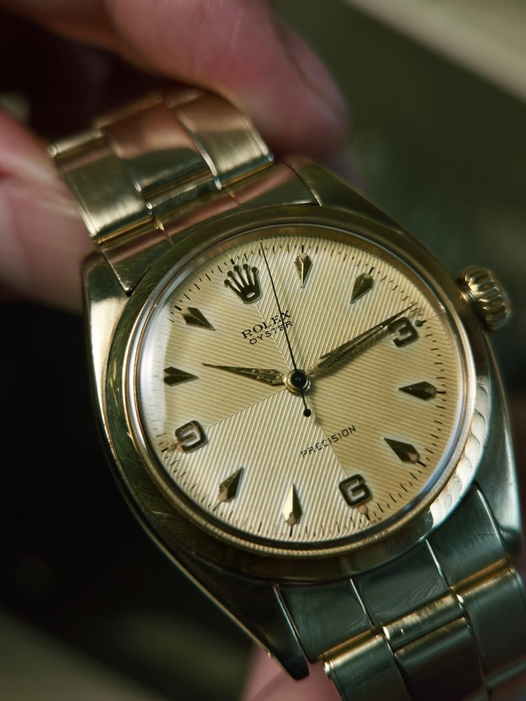 ROLEX 6422 Special Order Guilloché Dial 9K Gold 1959s