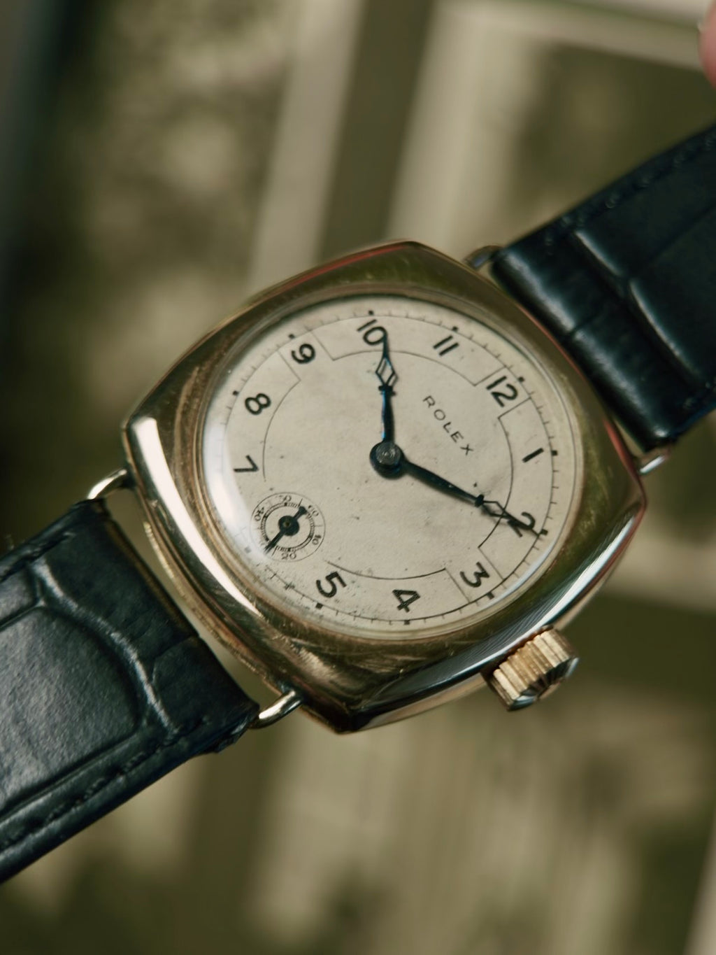 ROLEX  HUNTER TRENCH CUSHION 14K GOLD 1936s