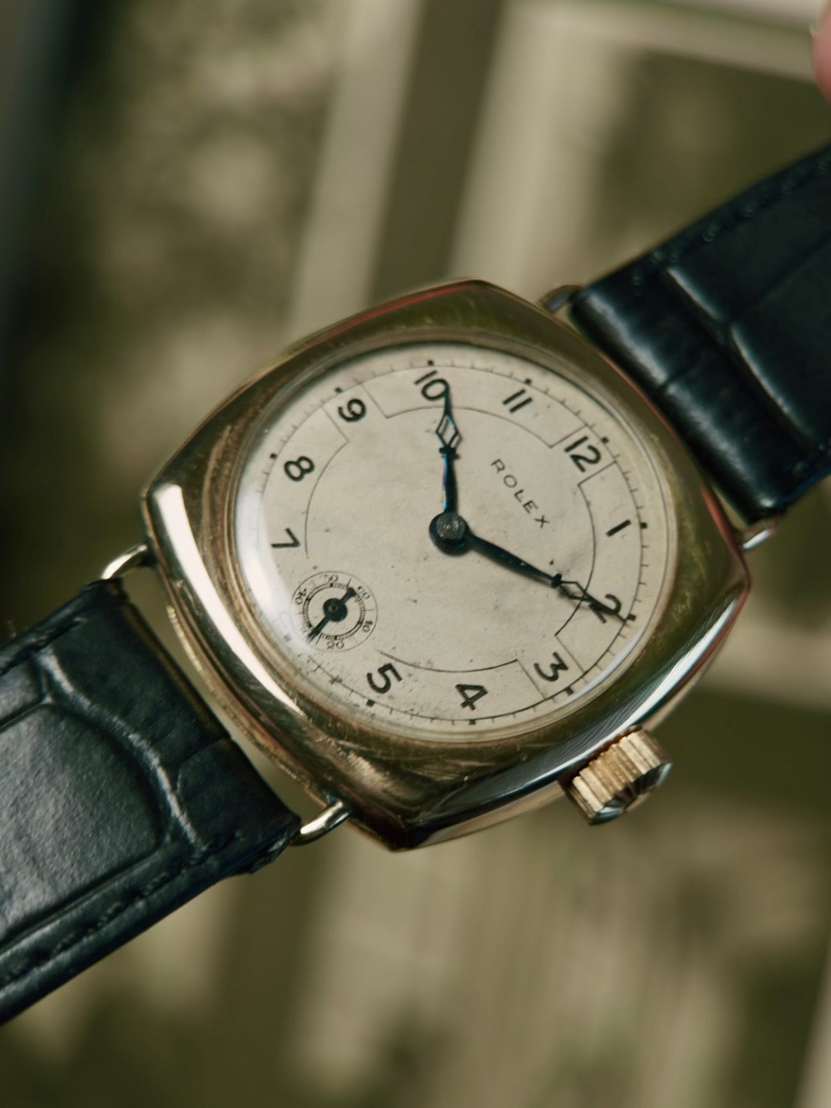 ROLEX  HUNTER TRENCH CUSHION 14K GOLD 1936s