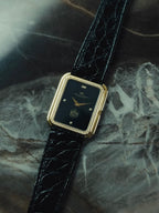 IWC Tank Onyx black Diamonds UAE 18k Solid gold Clous de Paris guilloche 1980s