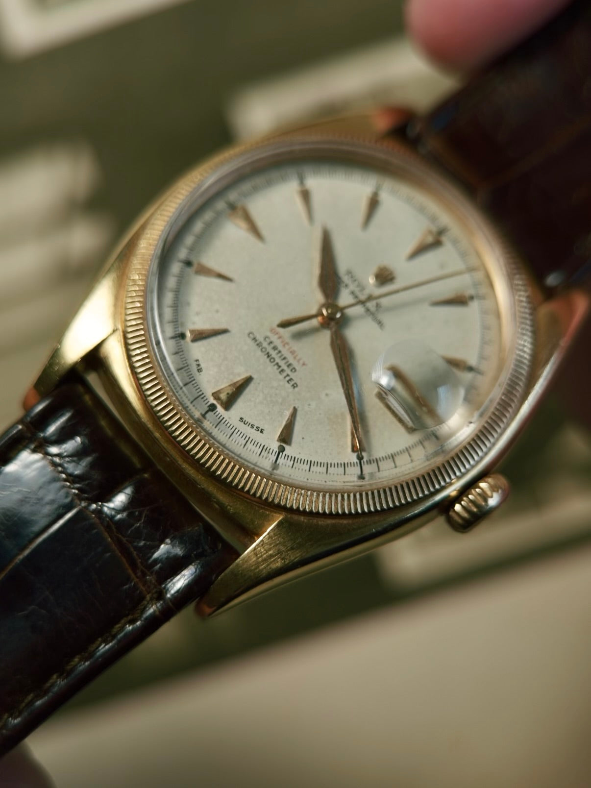 ROLEX 6105 Double Swiss Red Officially French 18K Rose Gold 1961s