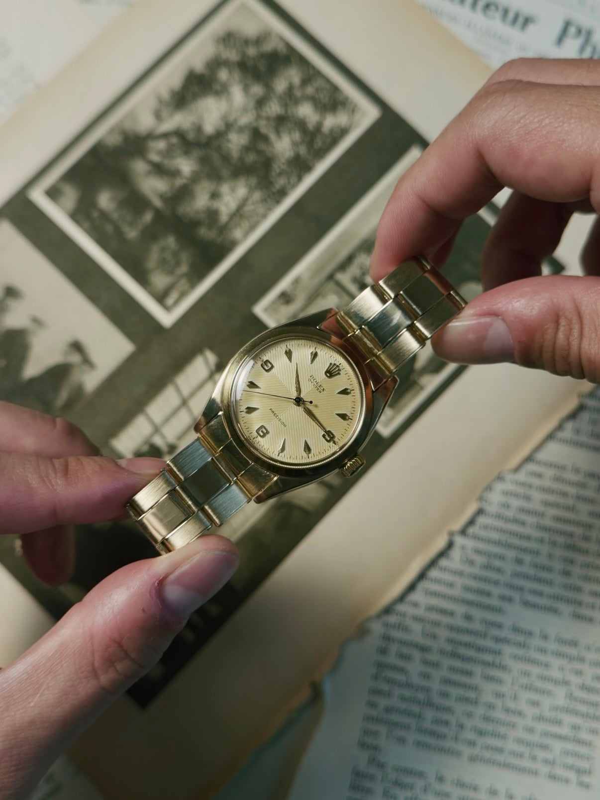 ROLEX 6422 Special Order Guilloché Dial 9K Gold 1959s