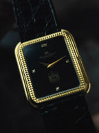 IWC Tank Onyx black Diamonds UAE 18k Solid gold Clous de Paris guilloche 1980s