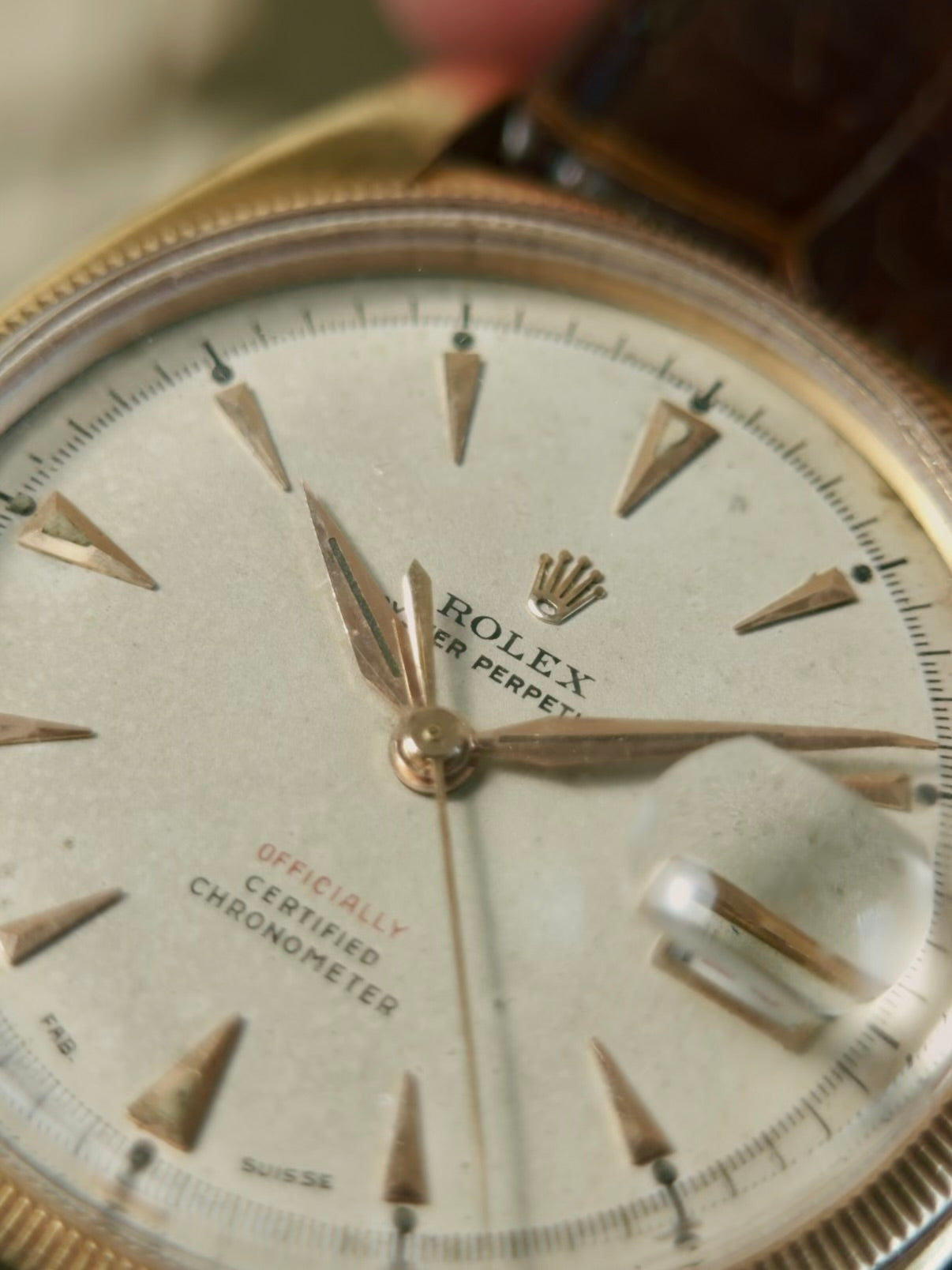 ROLEX 6105 Double Swiss Red Officially French 18K Rose Gold 1961s
