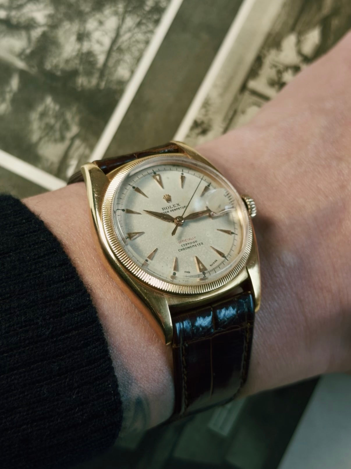ROLEX 6105 Double Swiss Red Officially French 18K Rose Gold 1961s
