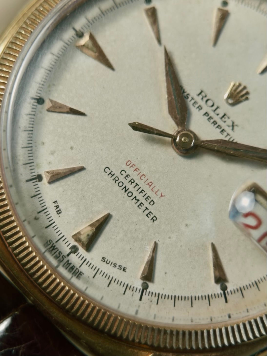 ROLEX 6105 Double Swiss Red Officially French 18K Rose Gold 1961s