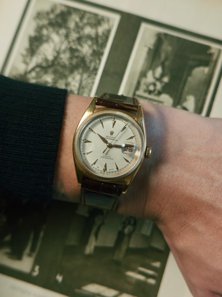 ROLEX 6105 Double Swiss Red Officially French 18K Rose Gold 1961s