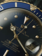 ROLEX 18k YG “Nipple Index” Blue Submariner Date 1984s