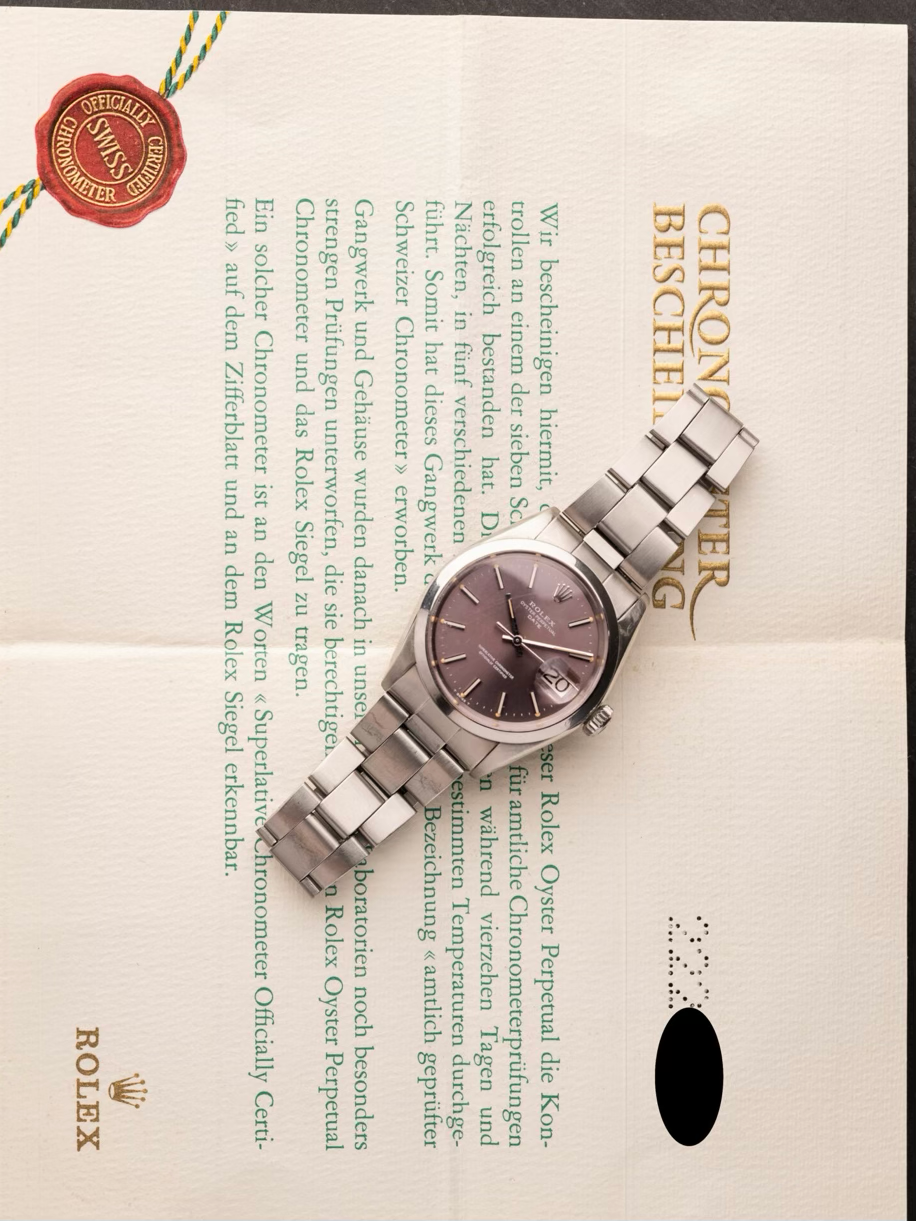 Rolex 1500 Tropical Lavender Dial Oyster Perpetual 1968s