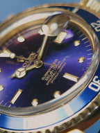ROLEX 18k YG “PUPLE CHANGE” Nipple Blue Submariner Date 1973s