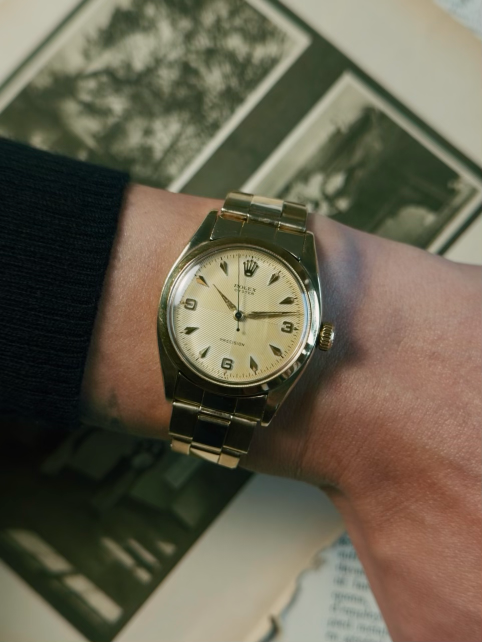 ROLEX 6422 Special Order Guilloché Dial 9K Gold 1959s