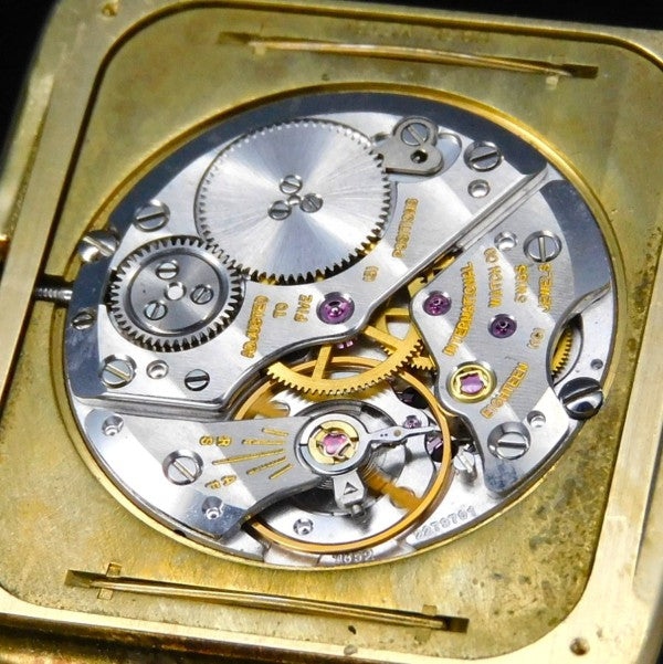 IWC Tank Onix black Diamonds UAE 18k Solid gold Clous de Paris guilloche 1980s