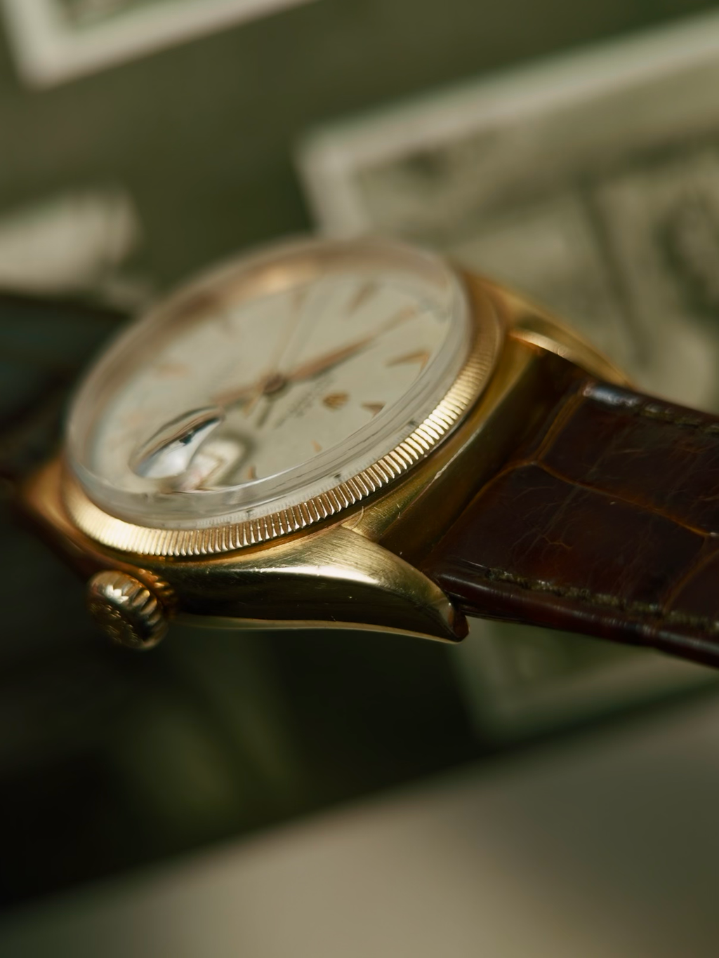 ROLEX 6105 Double Swiss Red Officially French 18K Rose Gold 1961s
