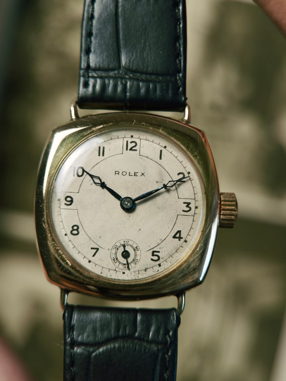 ROLEX  HUNTER TRENCH CUSHION 14K GOLD 1936s