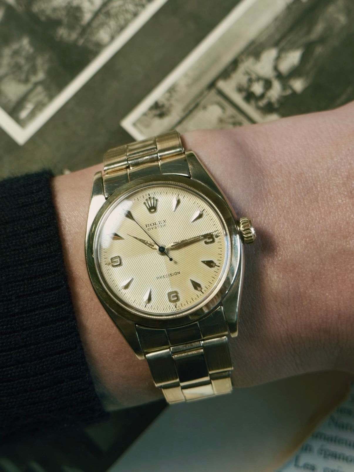 ROLEX 6422 Special Order Guilloché Dial 9K Gold 1959s