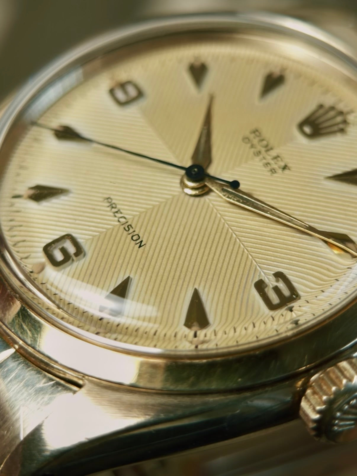 ROLEX 6422 Special Order Guilloché Dial 9K Gold 1959s