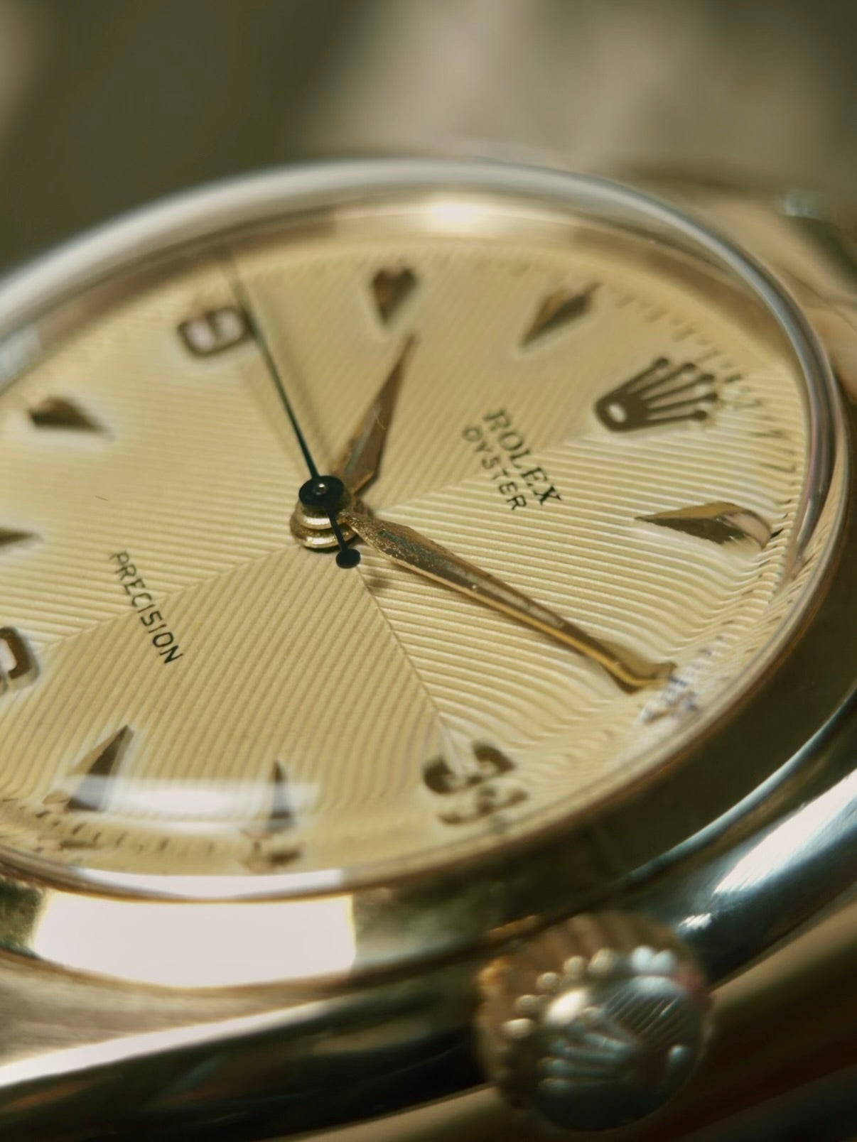 ROLEX 6422 Special Order Guilloché Dial 9K Gold 1959s