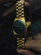 ROLEX 18K Solid Gold Oyster Perpetual Datejust Black Gloss Dial 1965s