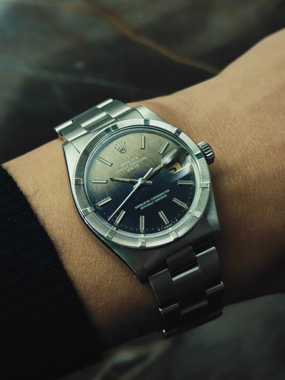 ROLEX Oyster Perpetual Date PurpleGrey tropical dial 1978s