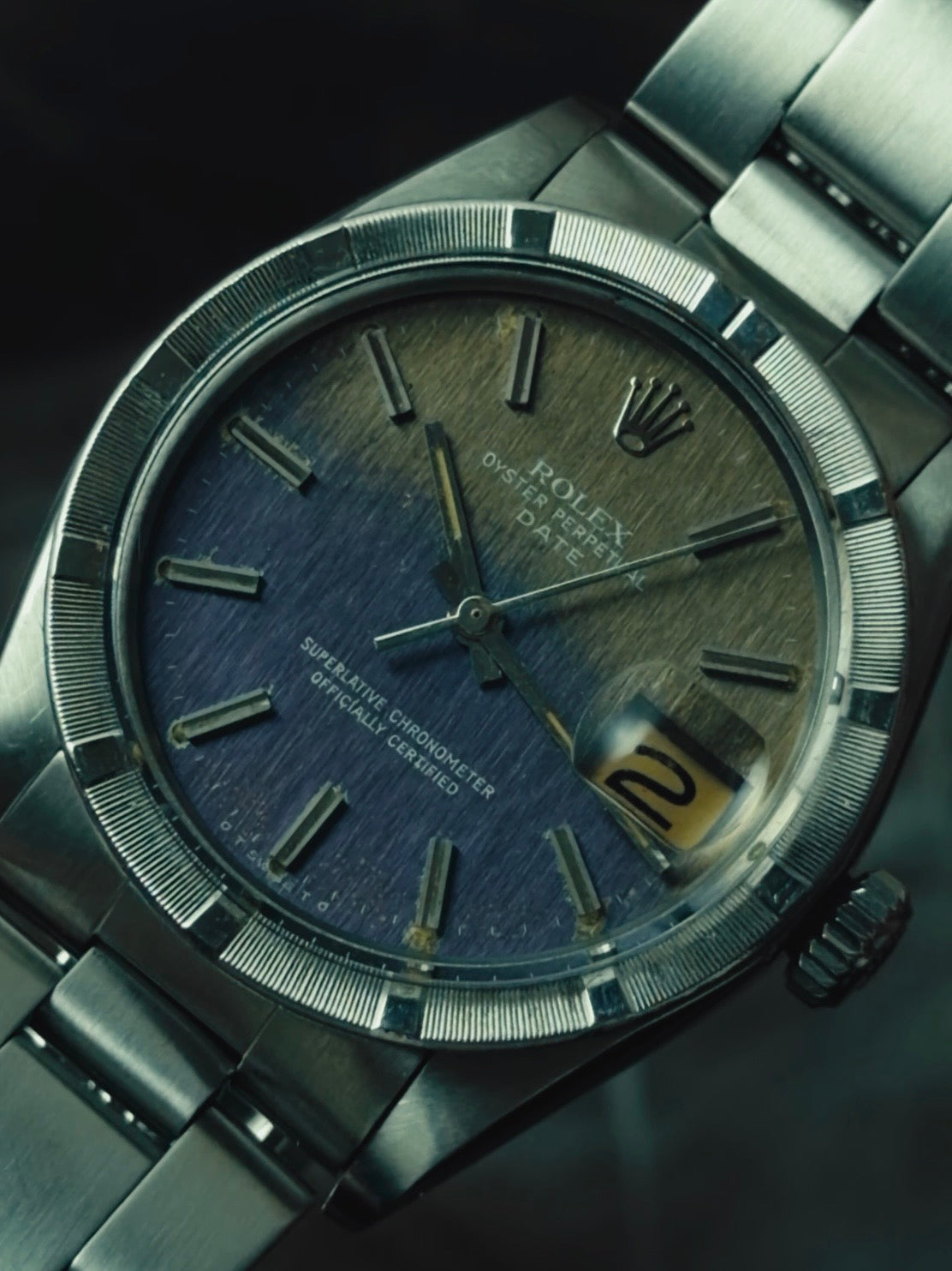 ROLEX Oyster Perpetual Date PurpleGrey tropical dial 1978s