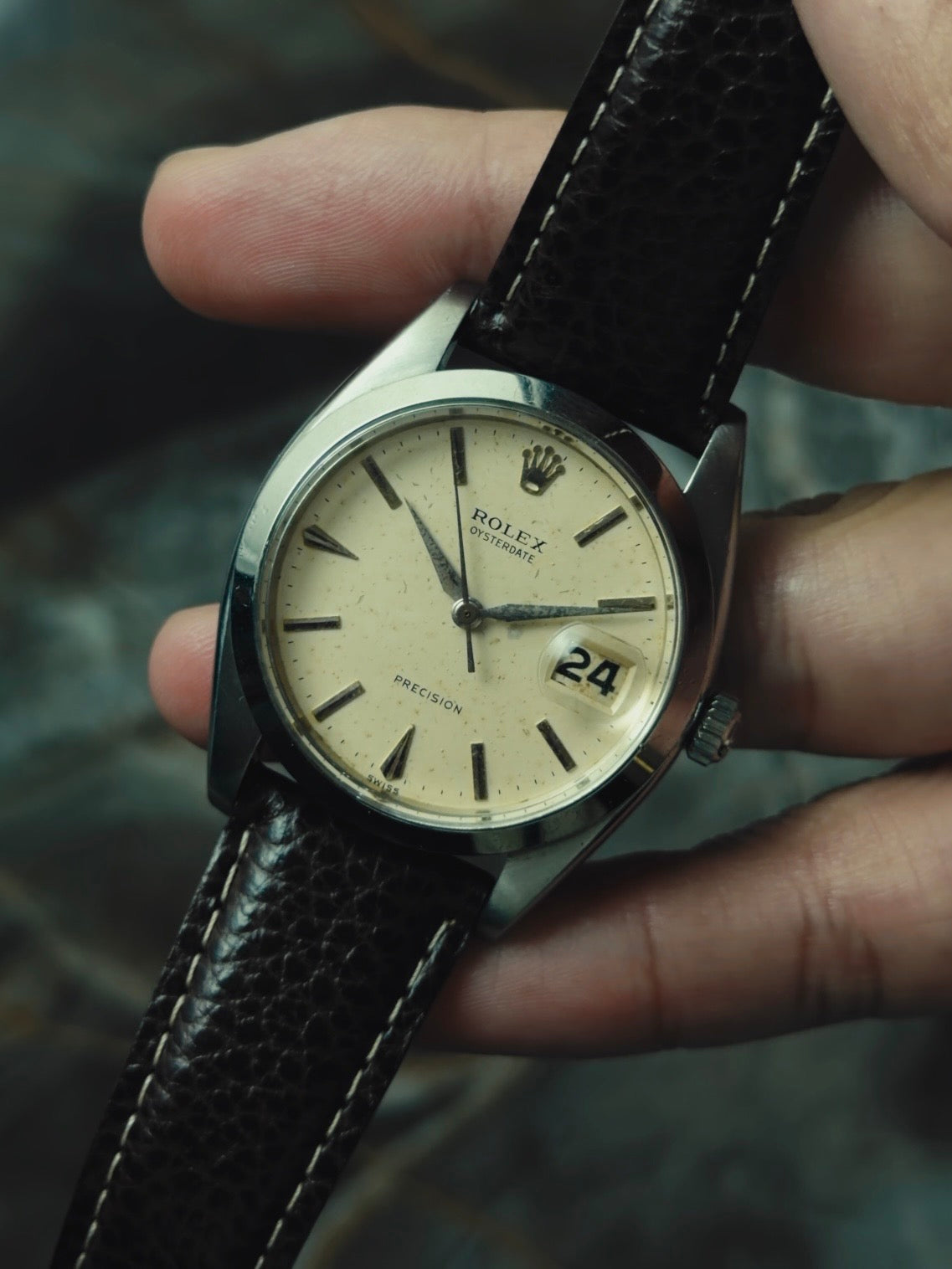 ROLEX Oysterdate Precision White Aging dial 1960s