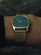 SEIKO Black Dial Gold Tonneau Quartz 1970s
