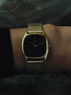 SEIKO Black Dial Gold Tonneau Quartz 1970s