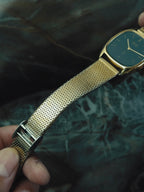 SEIKO Black Dial Gold Tonneau Quartz 1970s