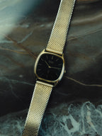 SEIKO Black Dial Gold Tonneau Quartz 1970s