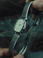 SEIKO Silver Texture Dial Cushion Case Quartz 1980s