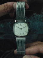 SEIKO Silver Texture Dial Cushion Case Quartz 1980s