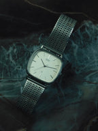 SEIKO Silver Texture Dial Cushion Case Quartz 1980s