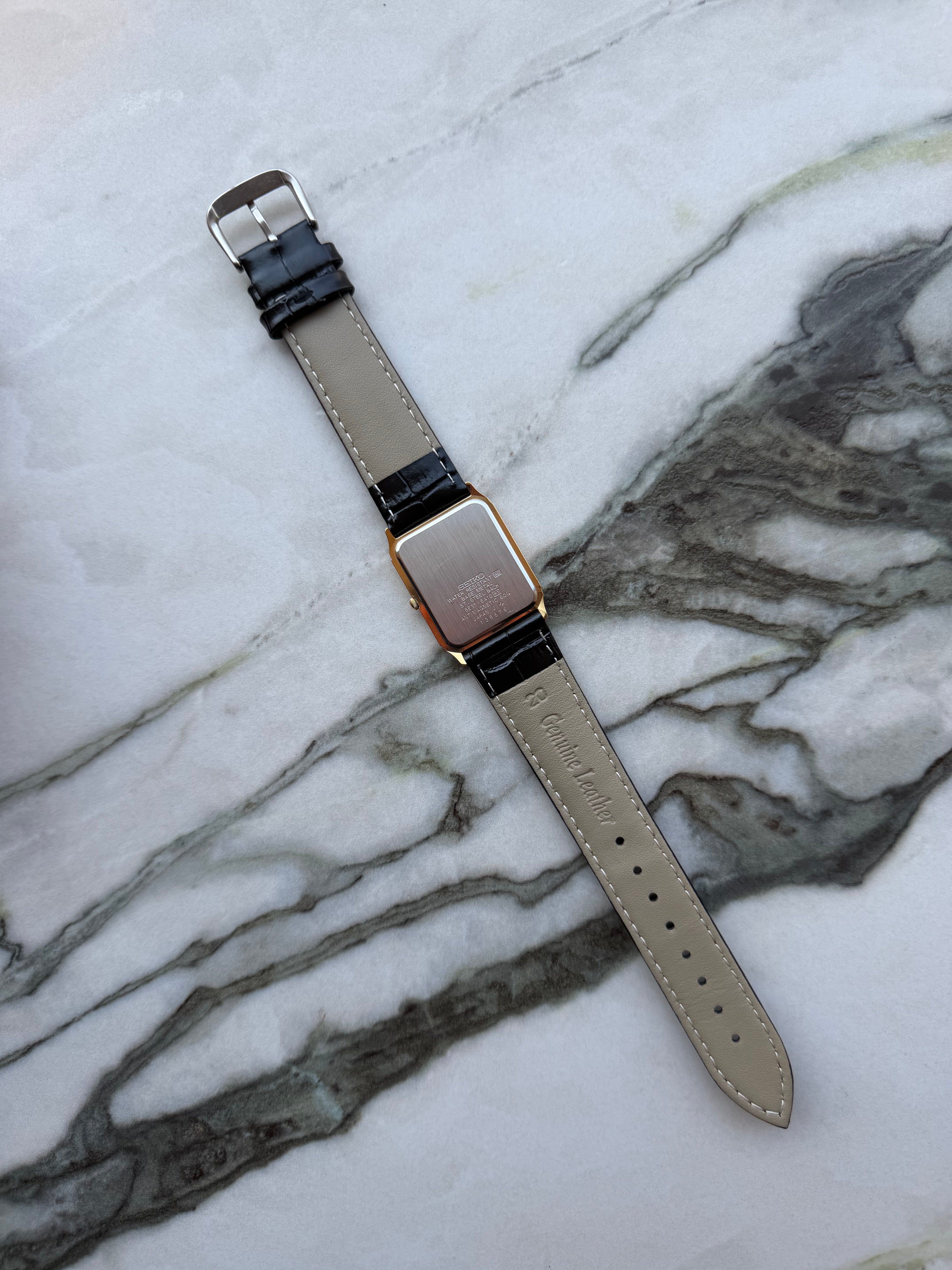 SEIKO Rectangular Gold Texture Dial Quartz 1991