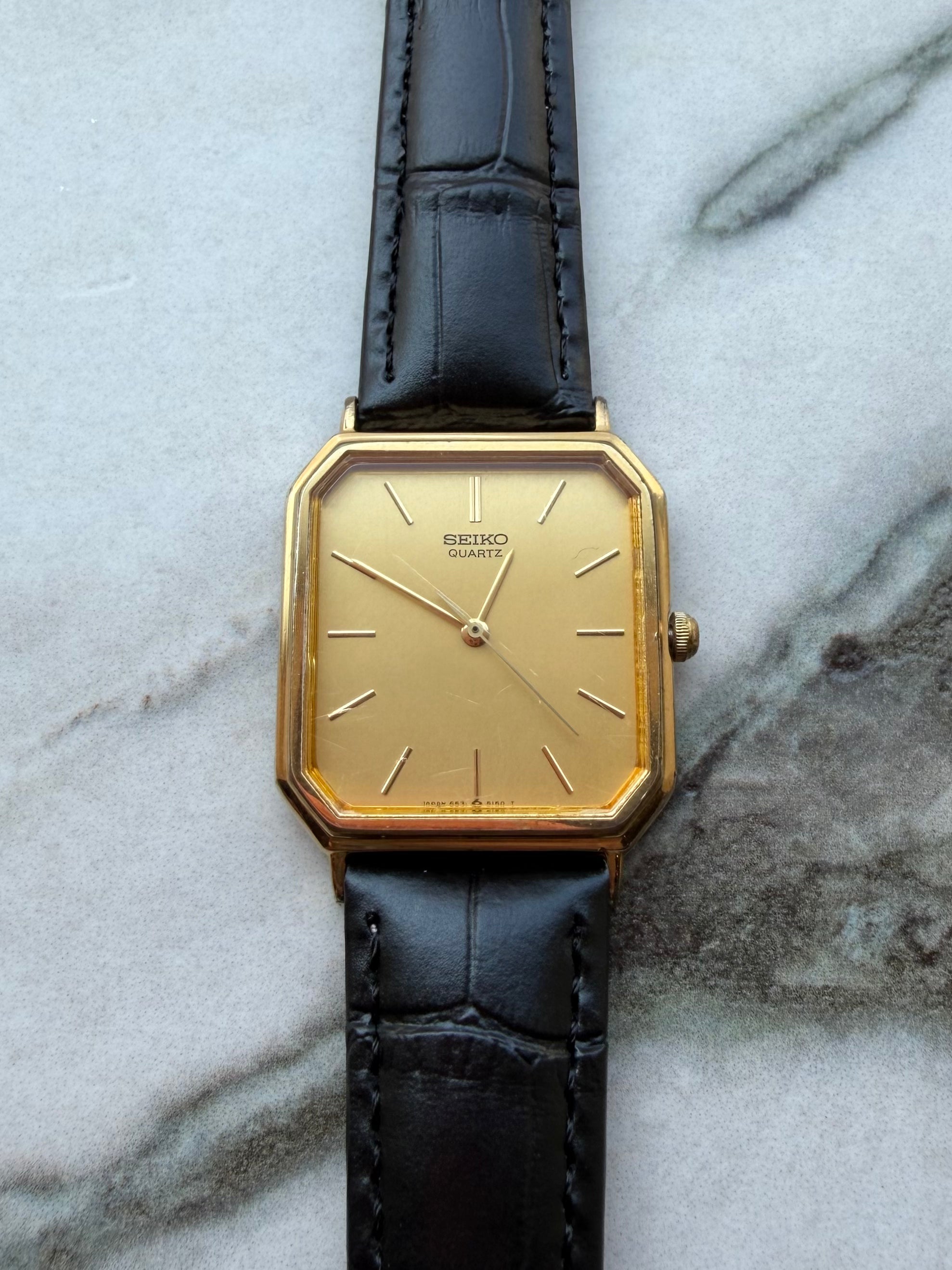 SEIKO Quartz Octagonal Gold Dial 1985