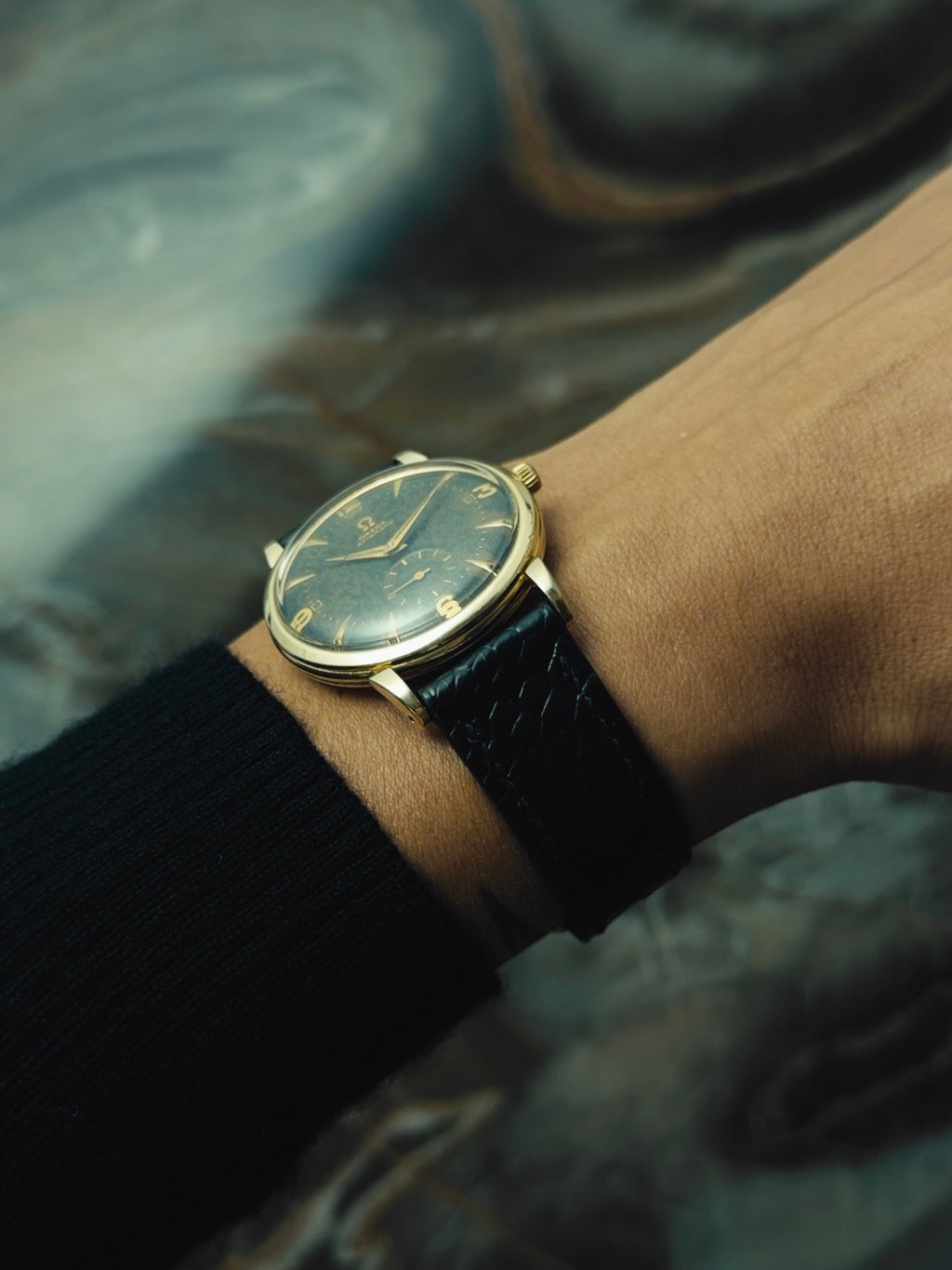 OMEGA Black Gilt Patina Dial 1950s