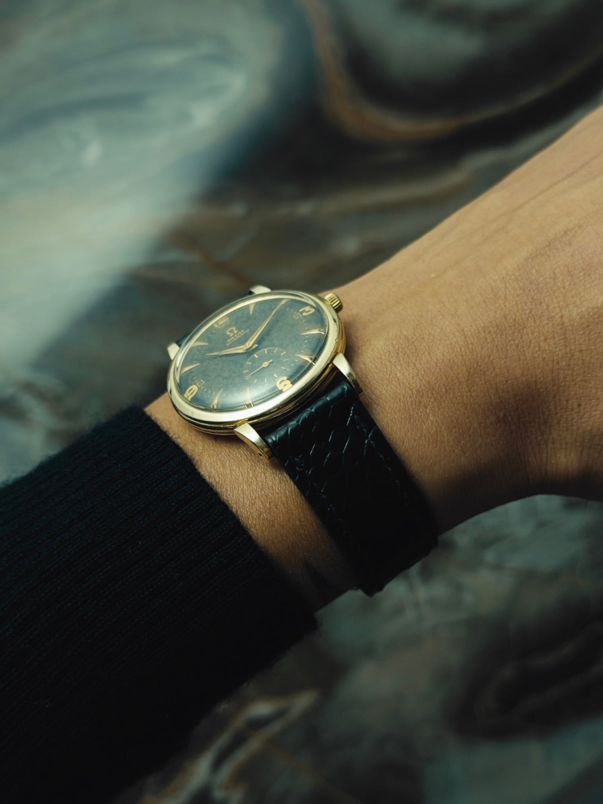 OMEGA Black Gilt Patina Dial 1950s