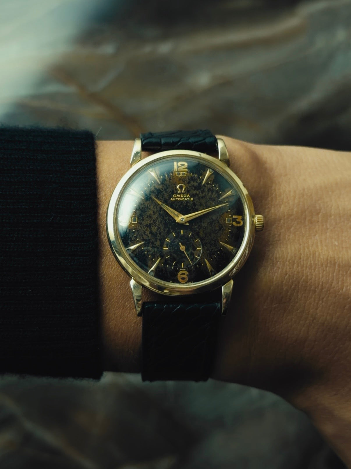 OMEGA Black Gilt Patina Dial 1950s