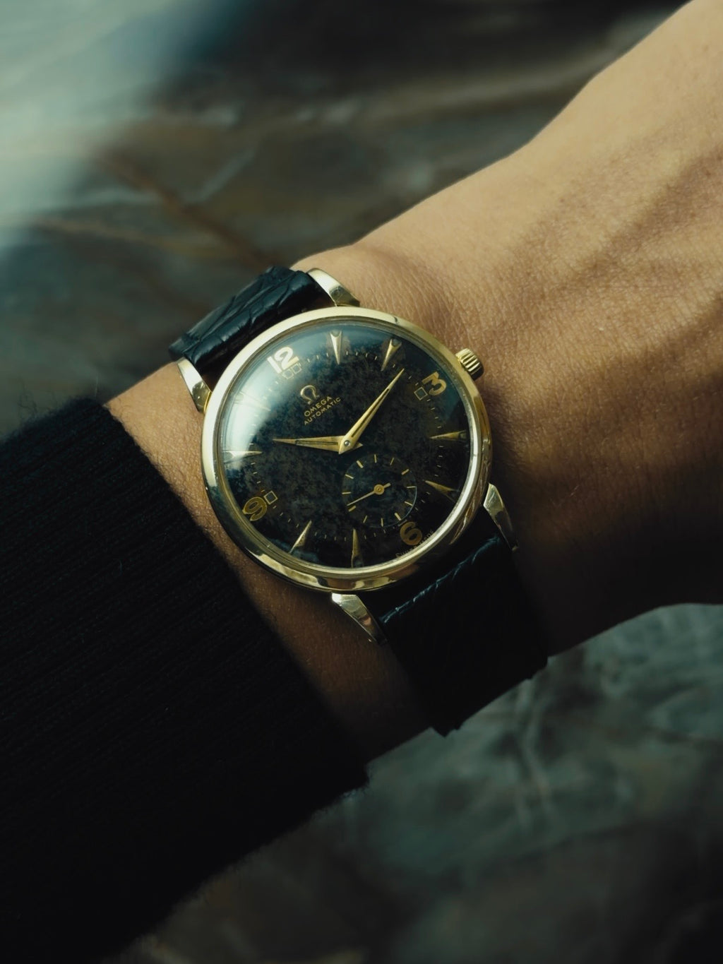 OMEGA Black Gilt Patina Dial 1950s