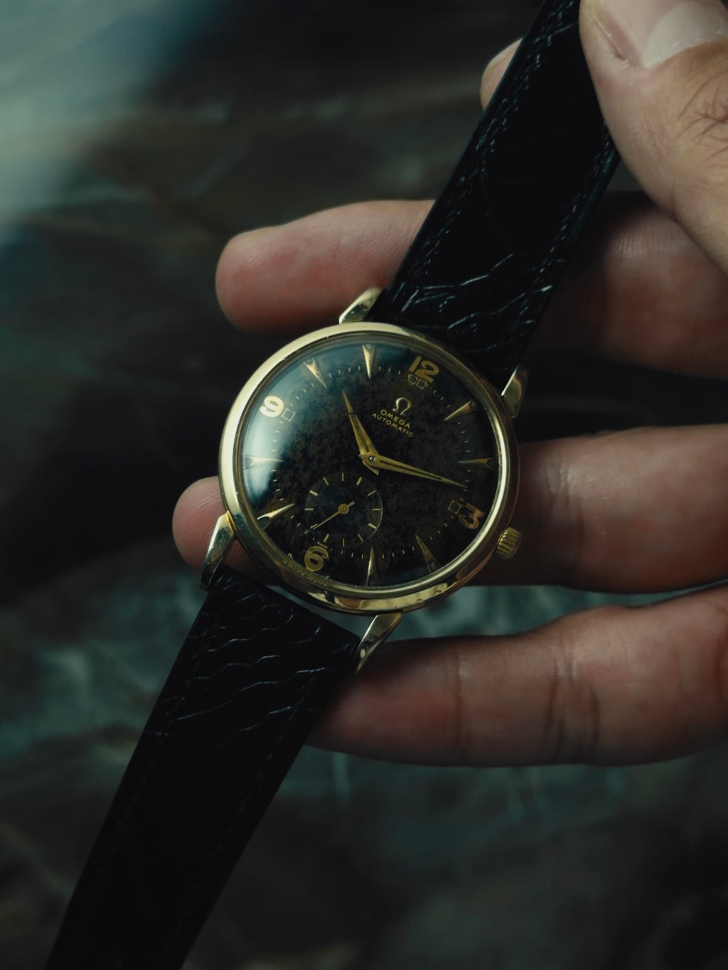 OMEGA Black Gilt Patina Dial 1950s