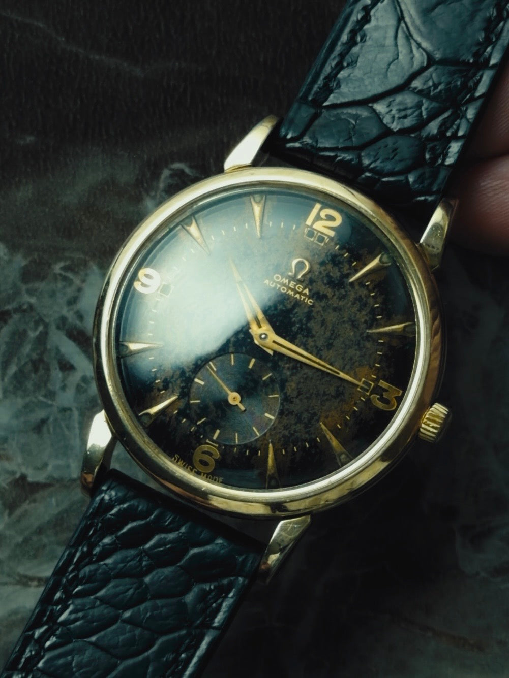 OMEGA Black Gilt Patina Dial 1950s