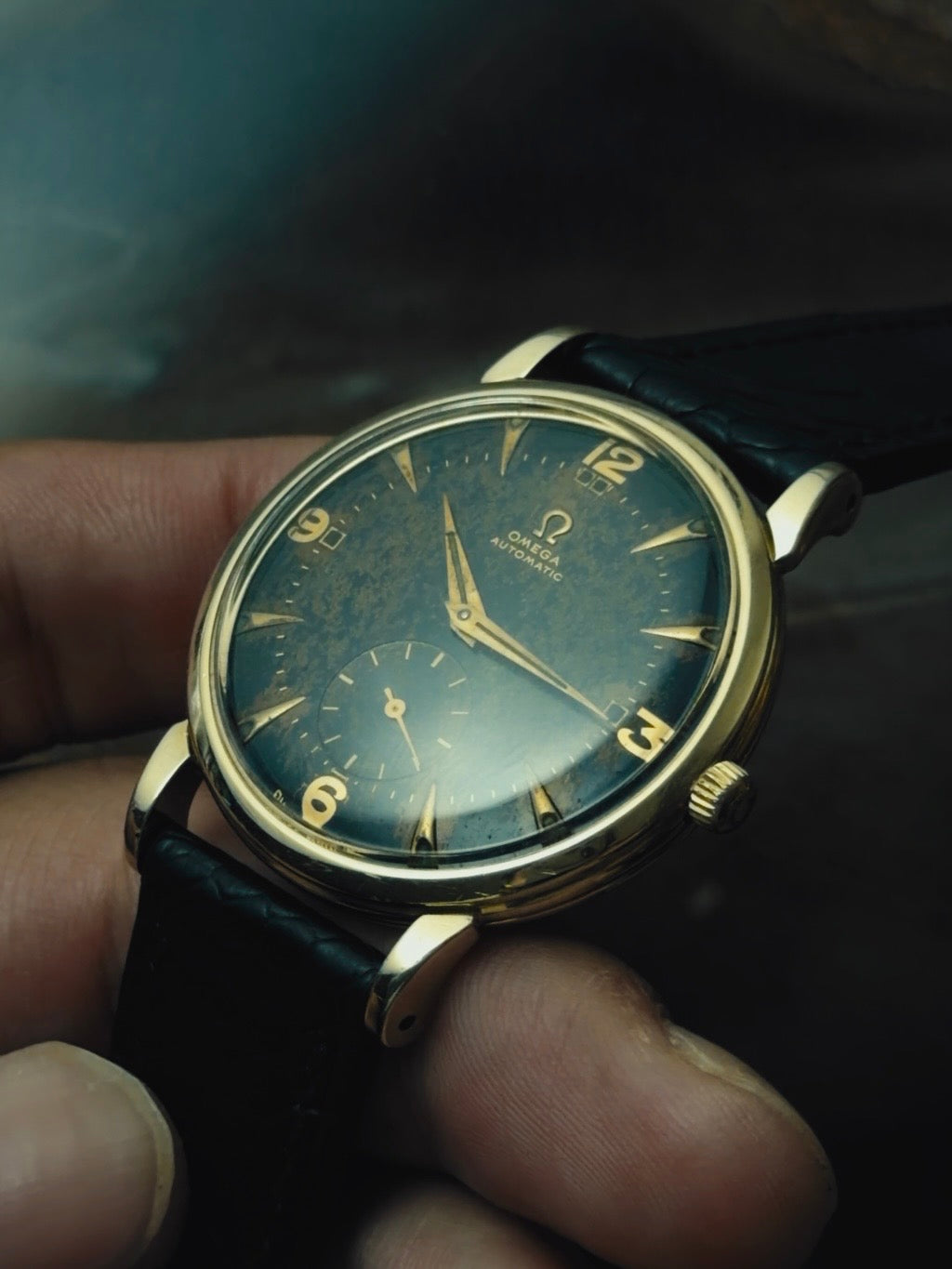 OMEGA Black Gilt Patina Dial 1950s