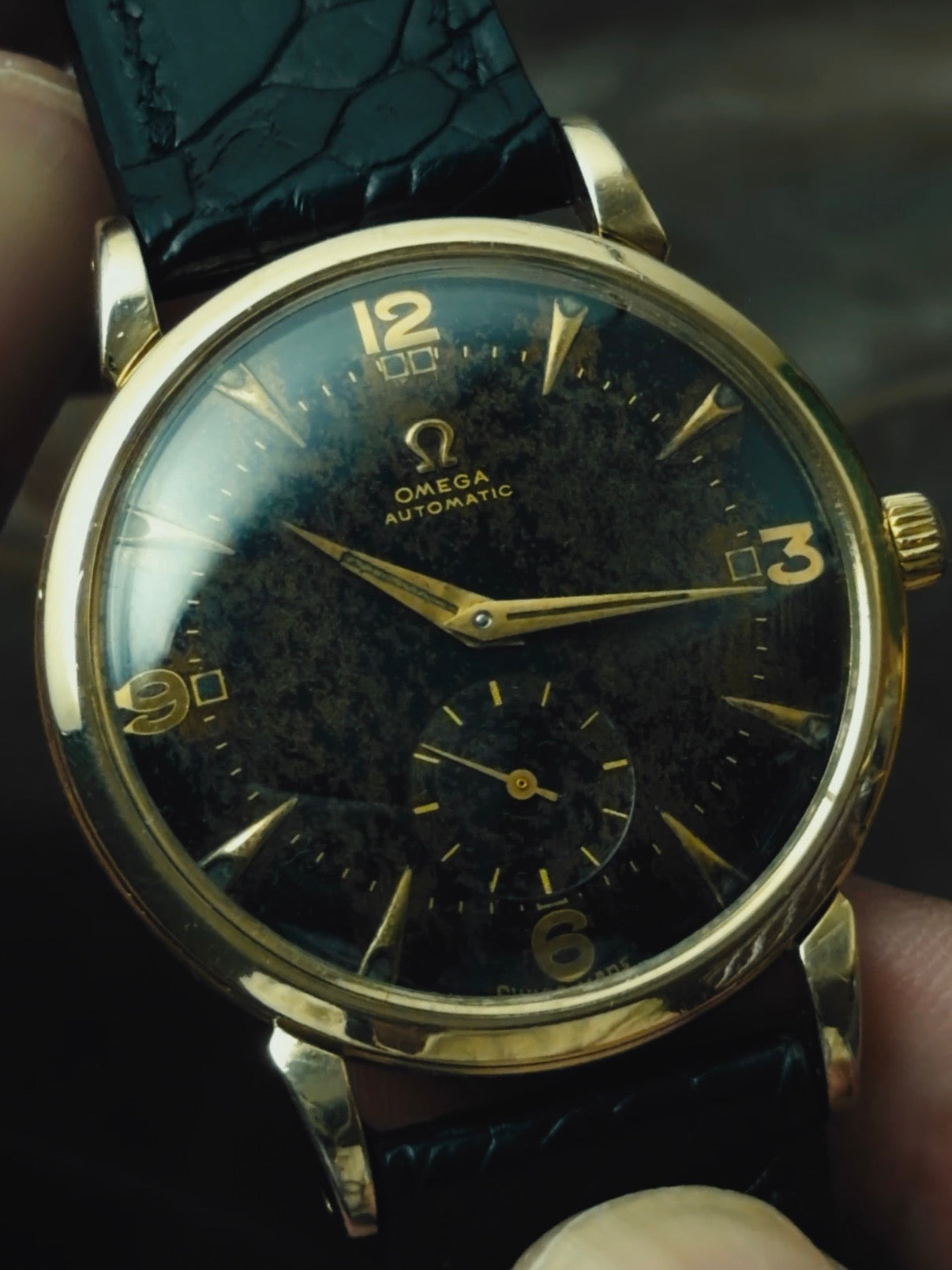 OMEGA Black Gilt Patina Dial 1950s
