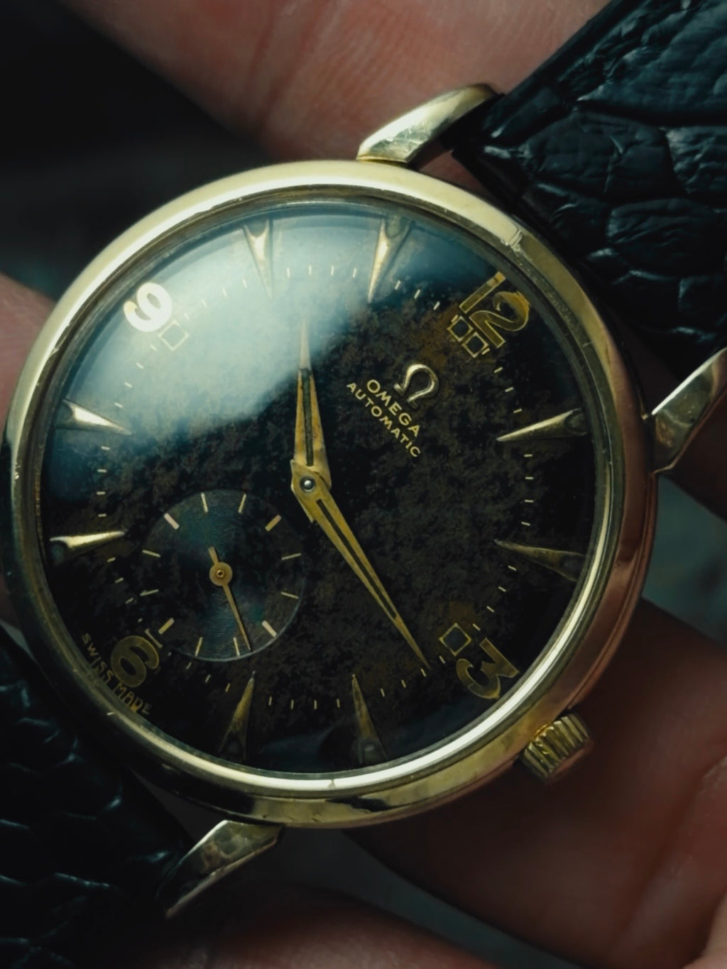 OMEGA Black Gilt Patina Dial 1950s