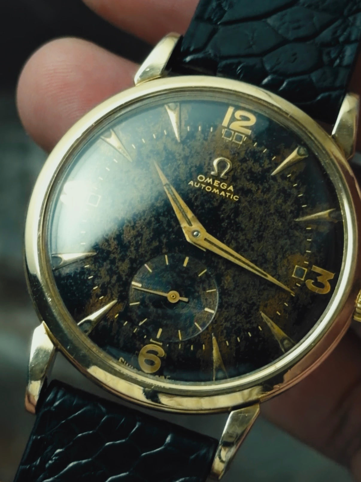 OMEGA Black Gilt Patina Dial 1950s