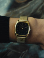 SEIKO Black Dial Gold Tonneau Quartz 1970s｜セイコー 1970年代 ヴィンテージ時計